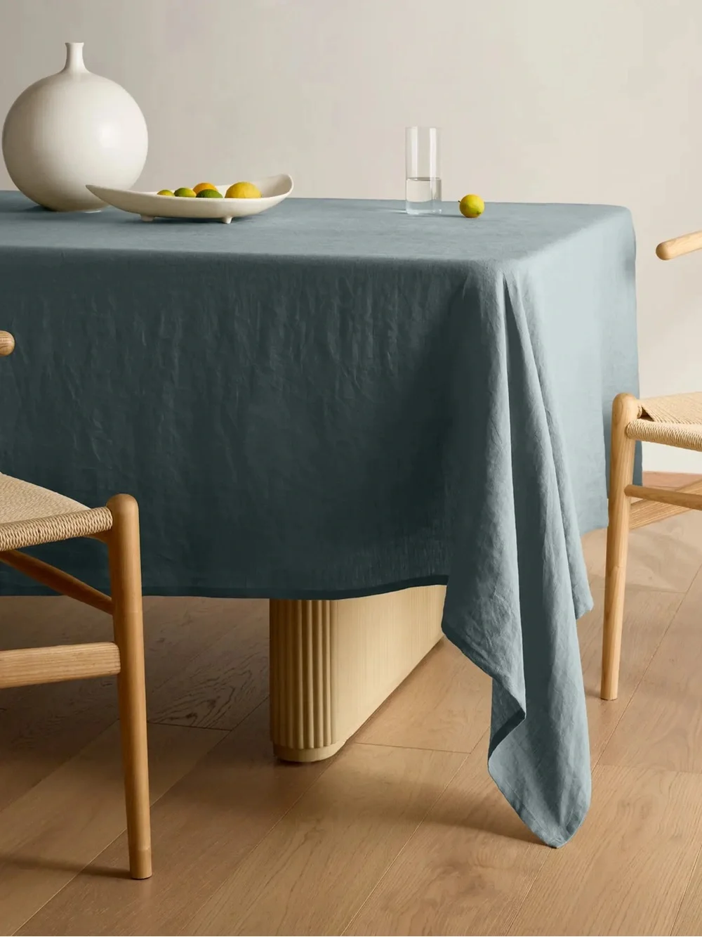 Quince European Linen Tablecloth Ocean Blue 70x90 New Never Used